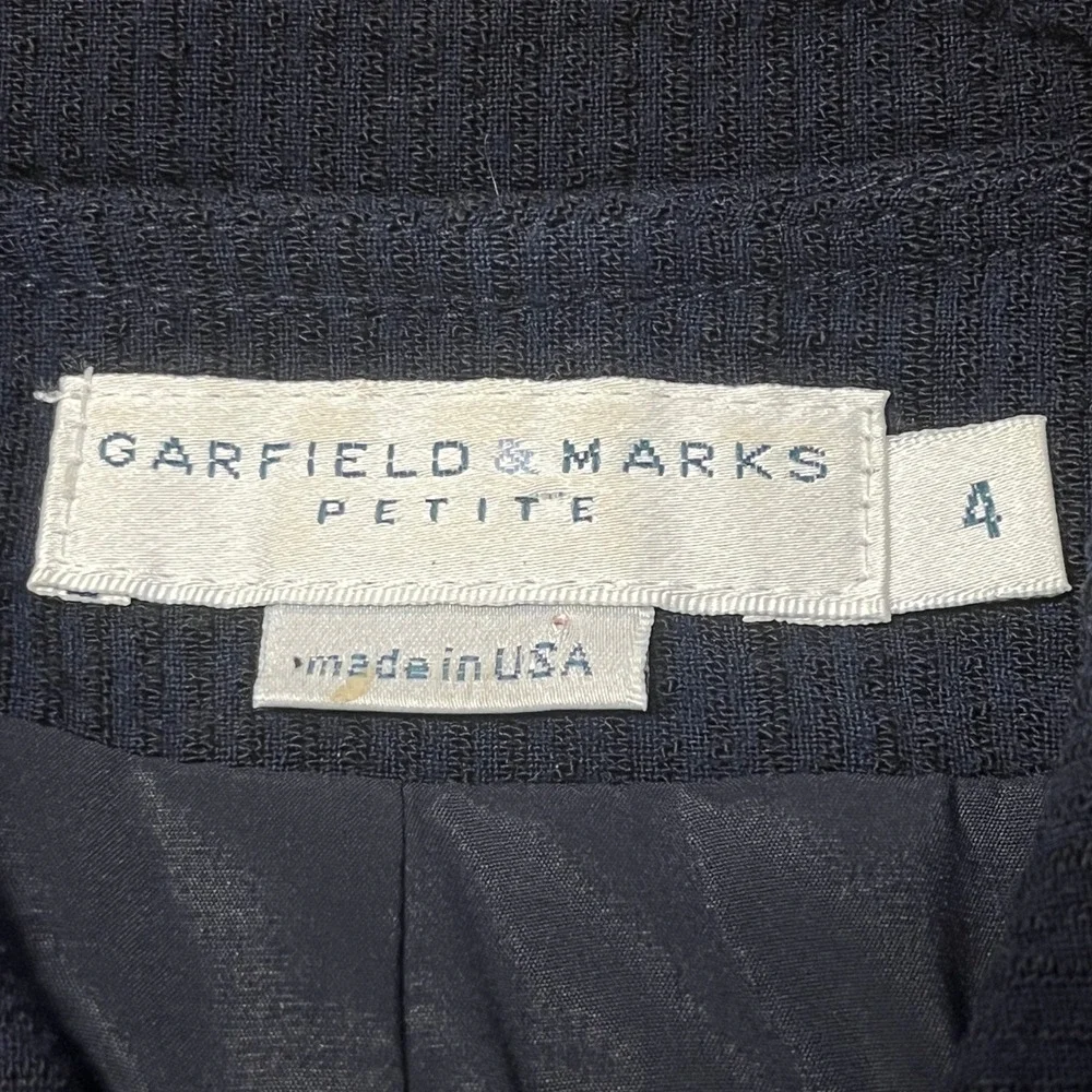 Vintage Garfield & Marks Jacket 4P Navy Wool Blend Lined Made USA Career
